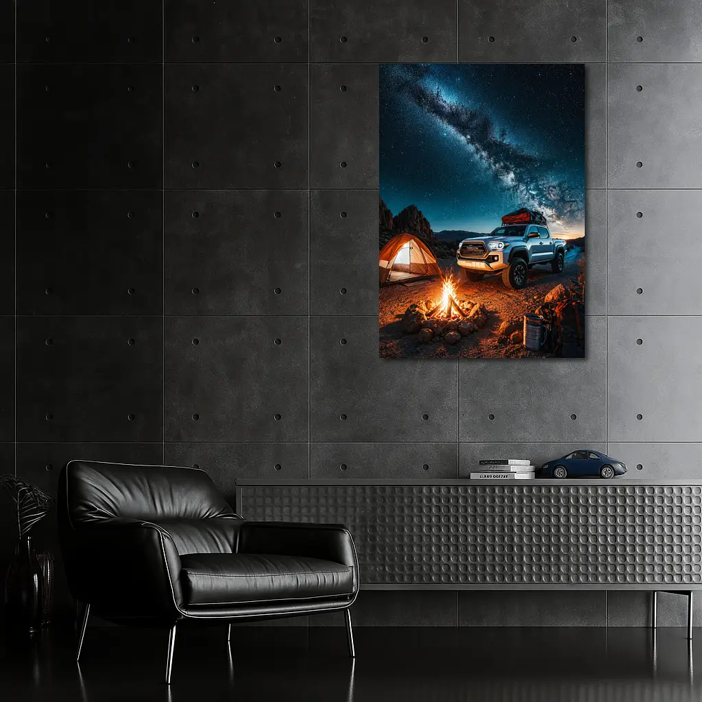 Toyota Tacoma Desert Night Camping Scene – Wall Art