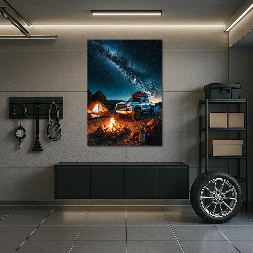 Toyota Tacoma Desert Night Camping Scene – Wall Art