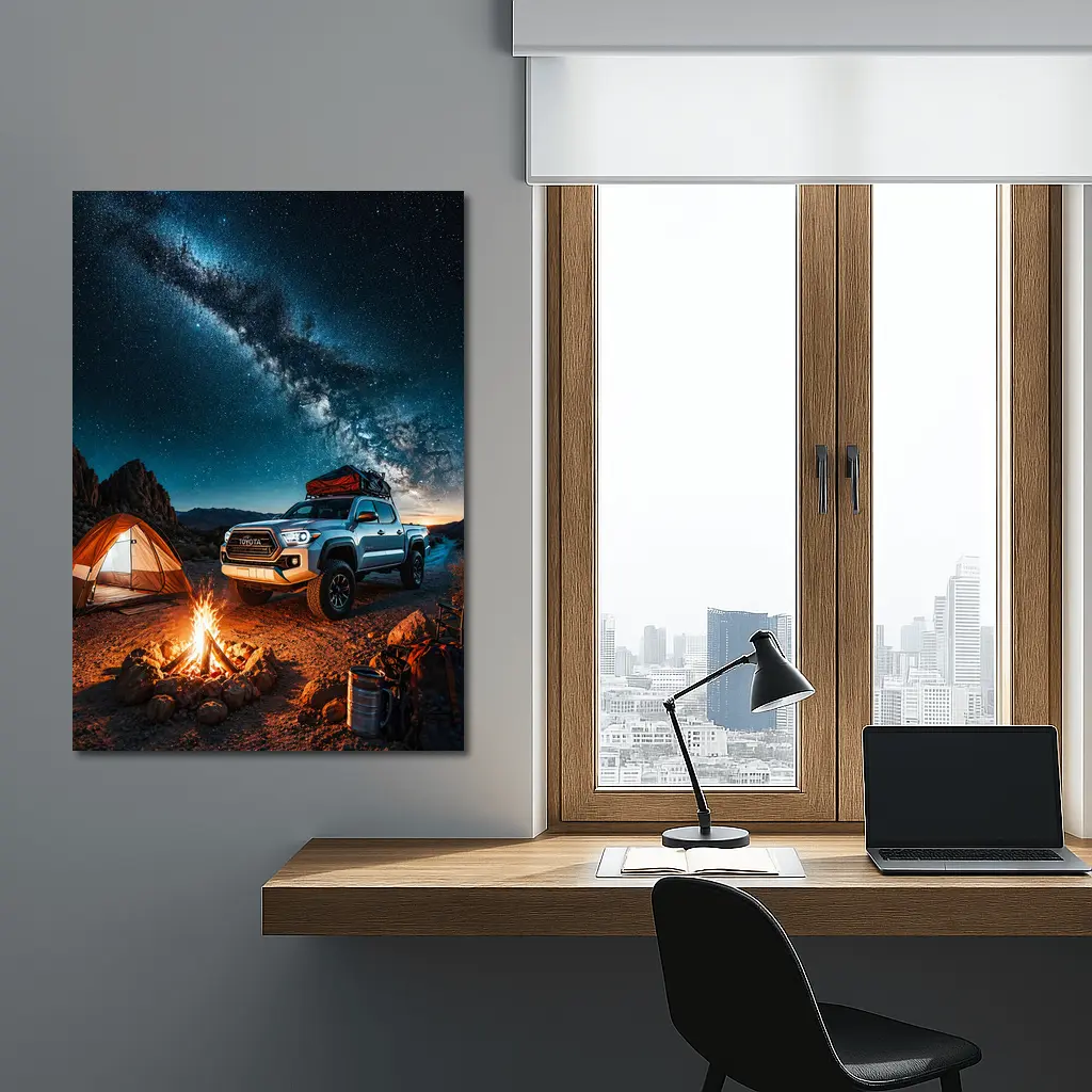 Toyota Tacoma Desert Night Camping Scene – Wall Art