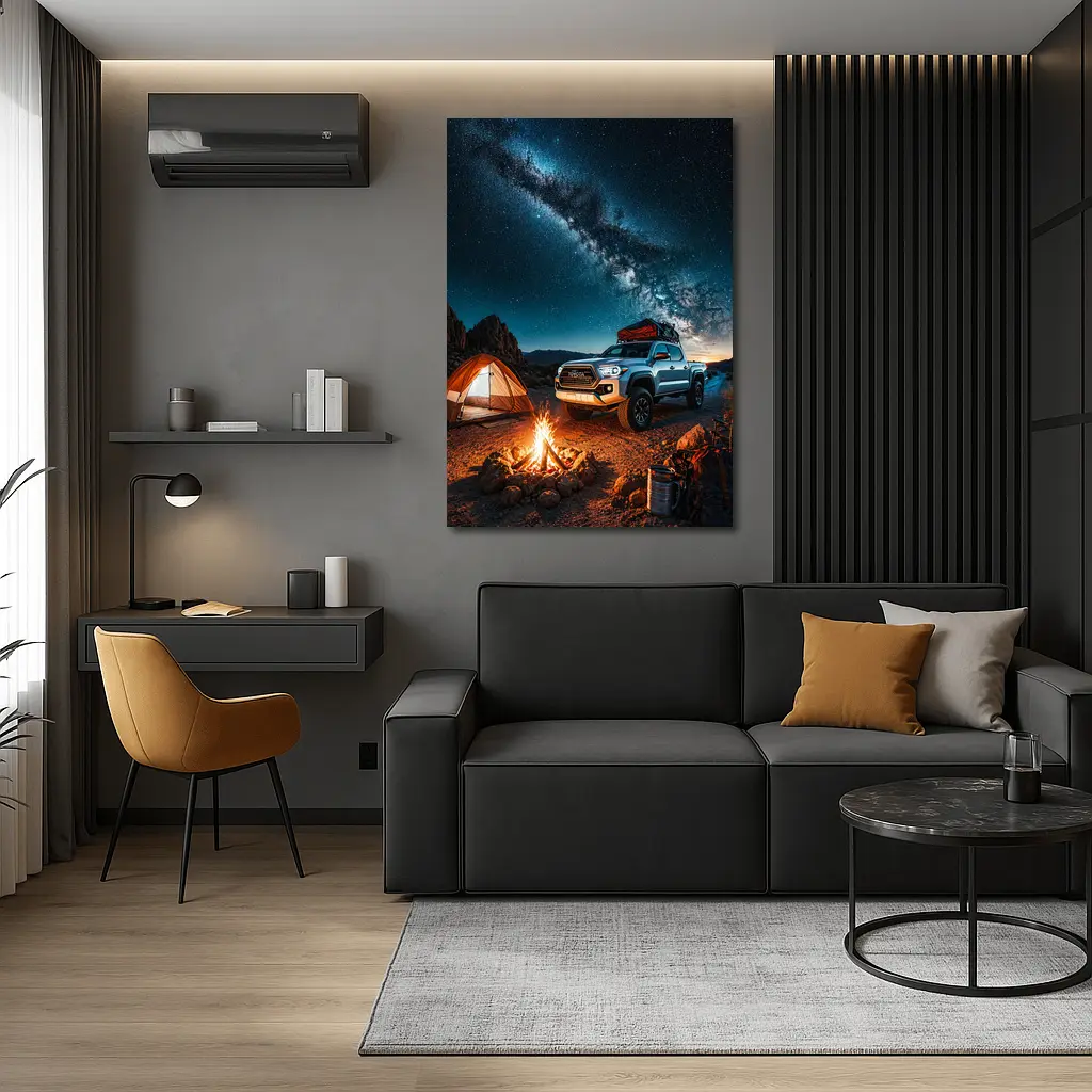 Toyota Tacoma Desert Night Camping Scene – Wall Art