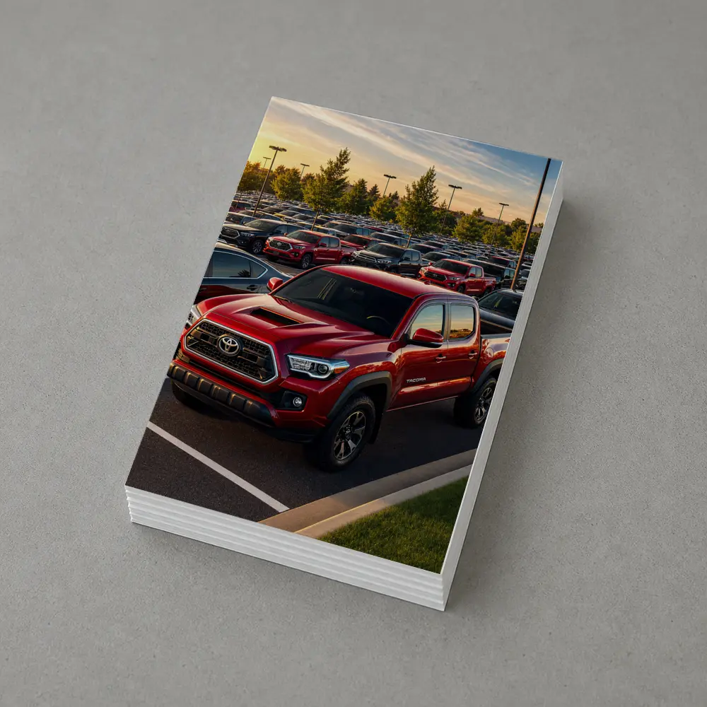 Toyota Tacoma Red Truck Dealership Lot Sunset – Postcards