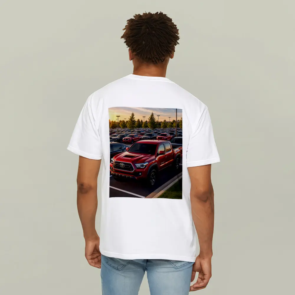 Toyota Tacoma Red Truck Dealership Lot Sunset – T-Shirts