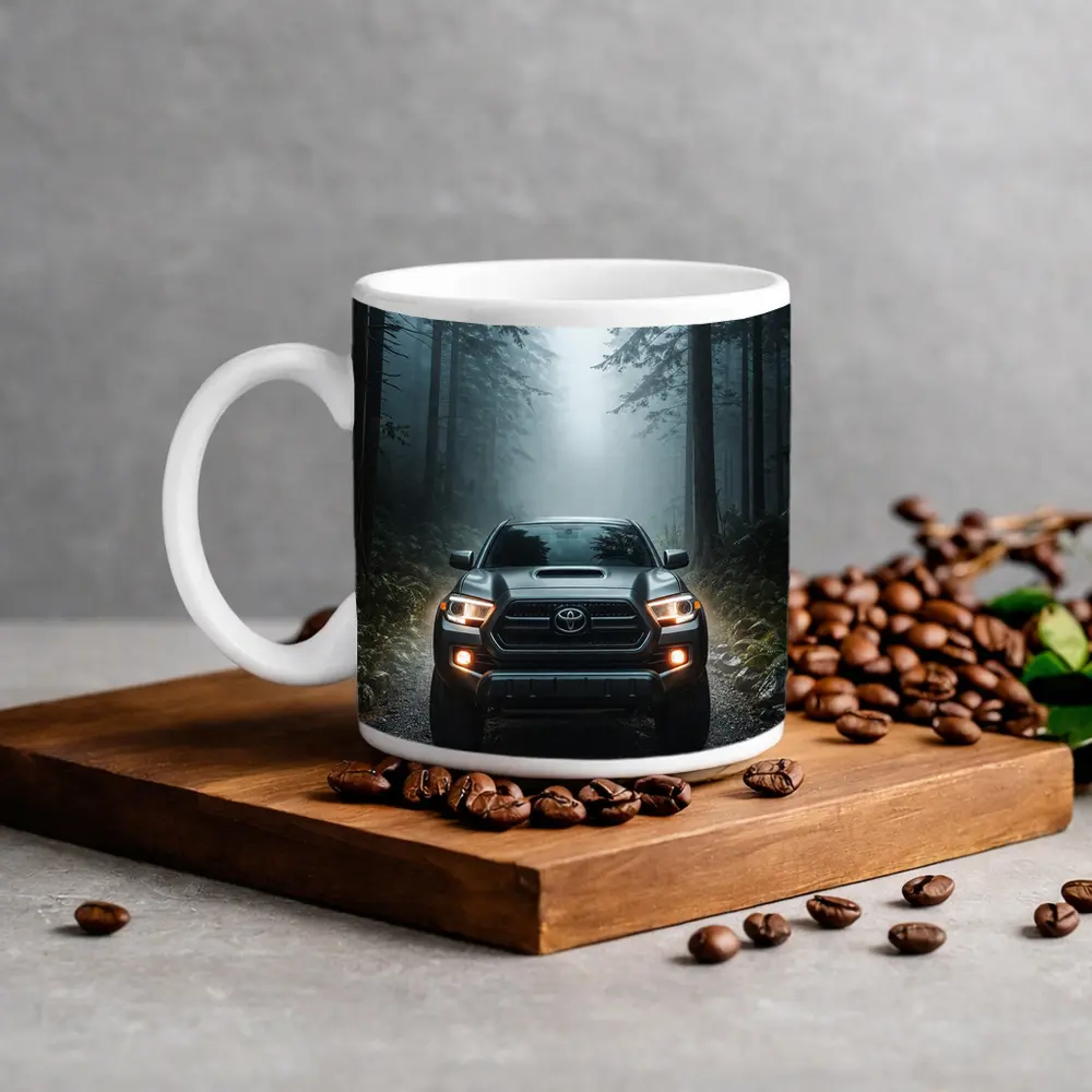 Toyota Tacoma Truck Foggy Forest Trail – Mugs