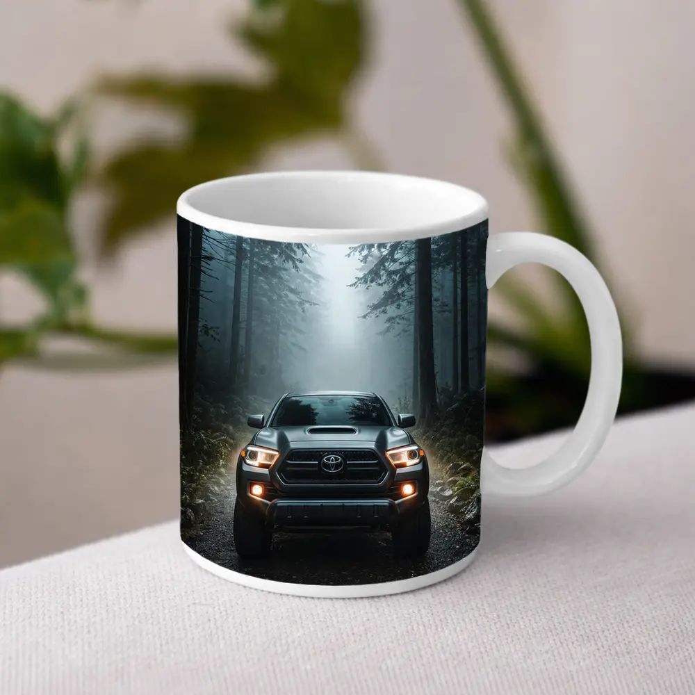 Toyota Tacoma Truck Foggy Forest Trail – Mugs