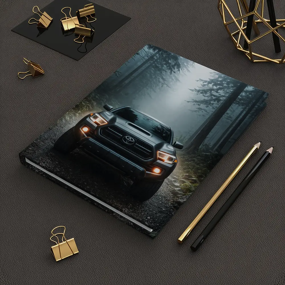 Toyota Tacoma Truck Foggy Forest Trail – Notebooks