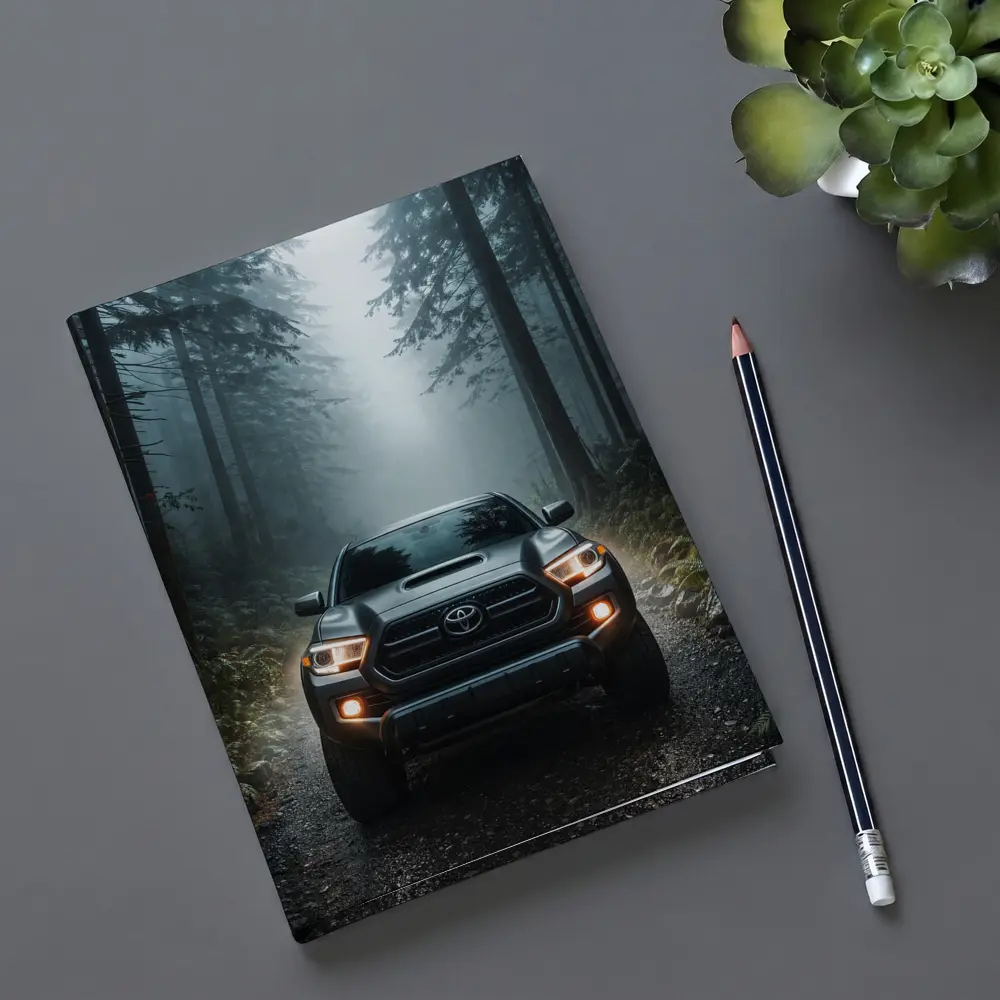 Toyota Tacoma Truck Foggy Forest Trail – Notebooks