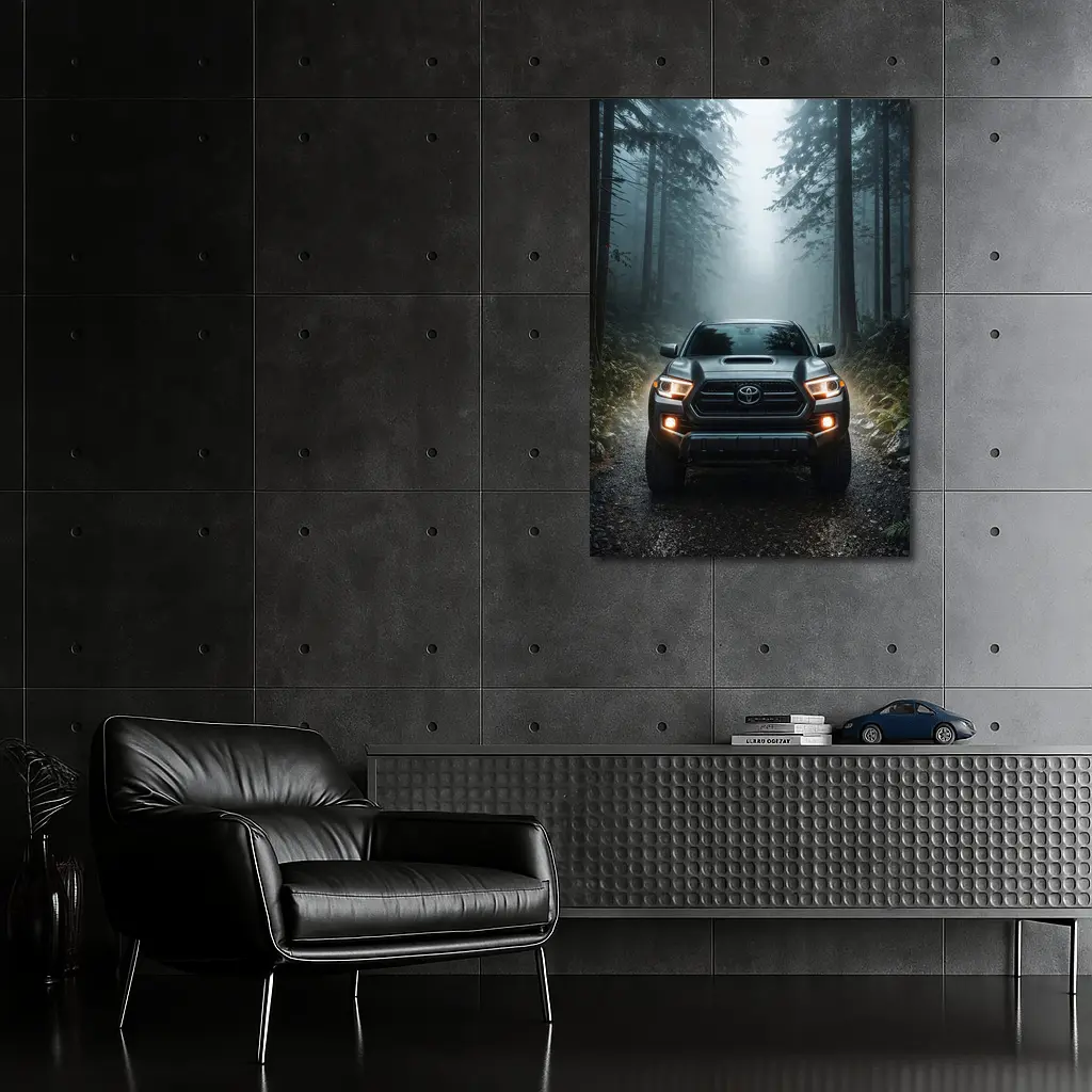Toyota Tacoma Truck Foggy Forest Trail – Wall Art