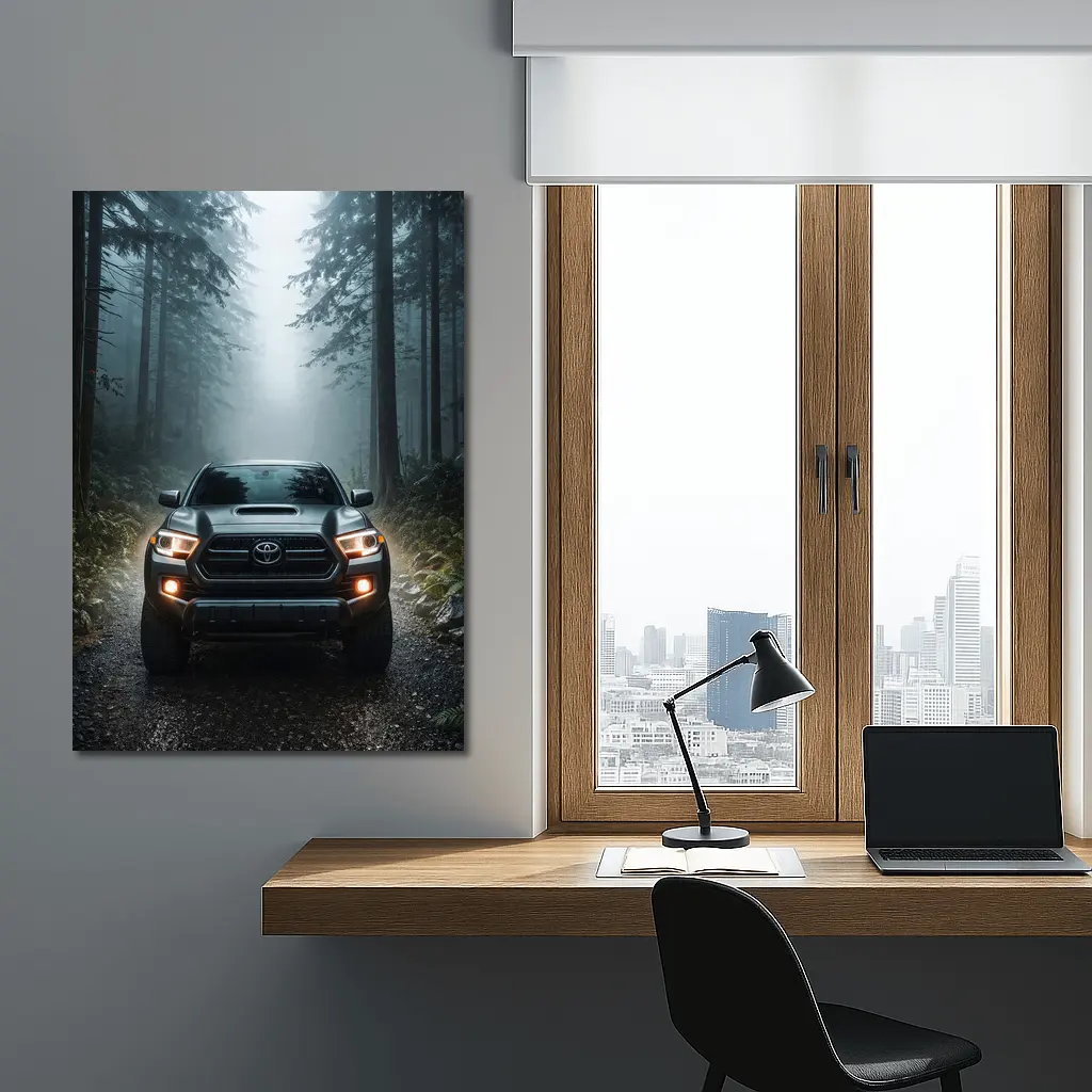 Toyota Tacoma Truck Foggy Forest Trail – Wall Art