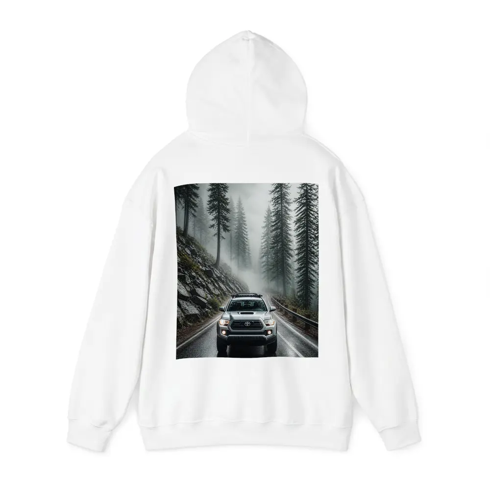 Toyota Tacoma Truck Rainy Foggy Forest Road – Hoodies