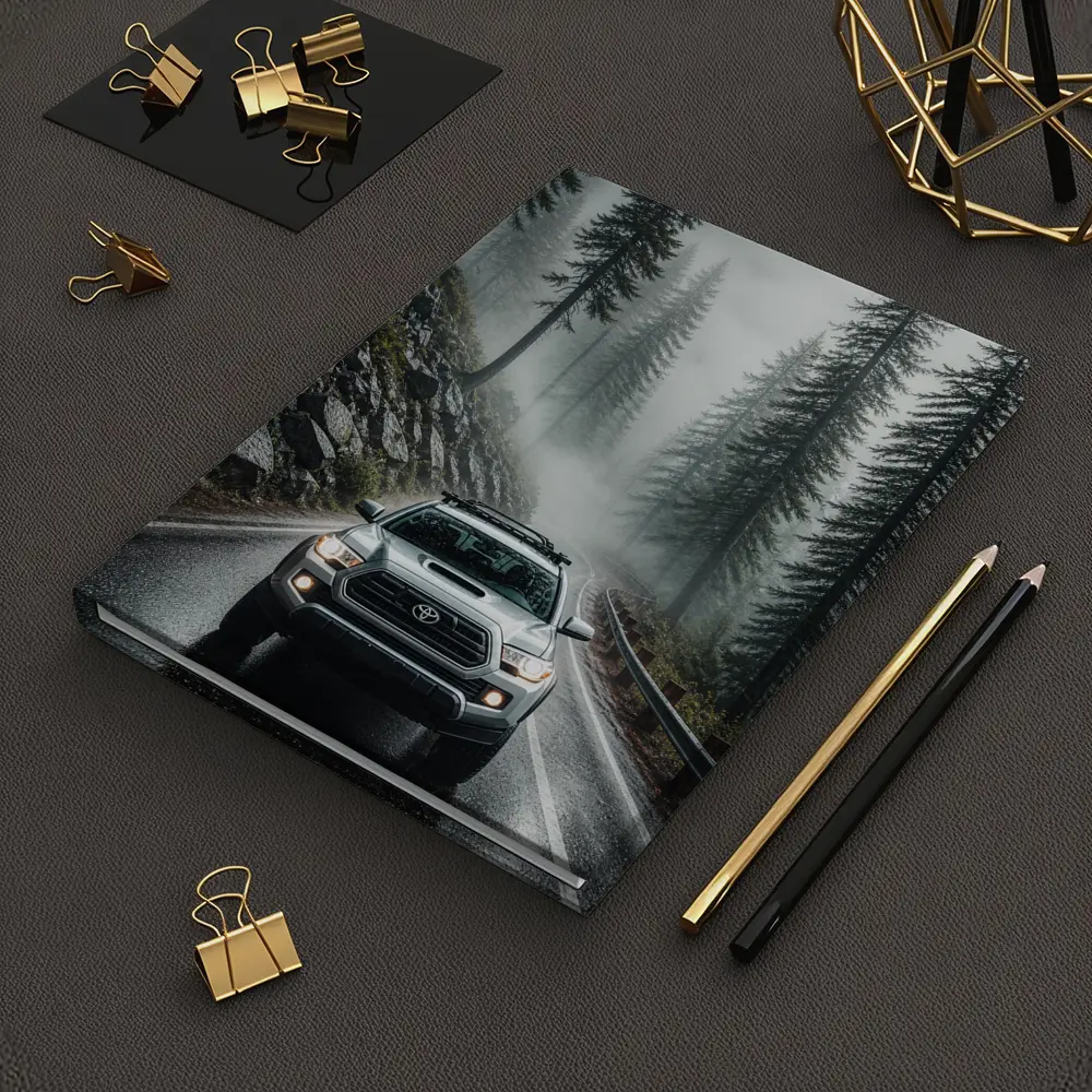 Toyota Tacoma Truck Rainy Foggy Forest Road – Notebooks