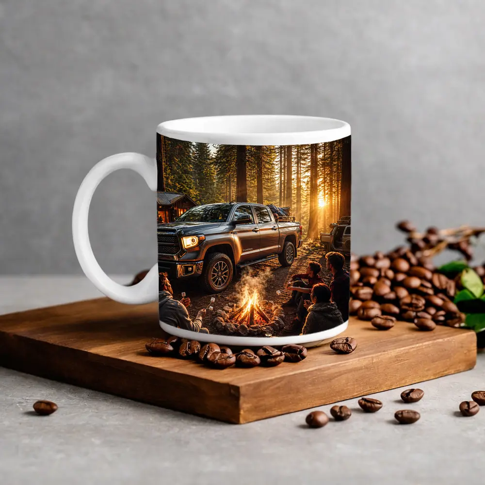 Toyota Tundra Truck Forest Campfire Friends – Mugs
