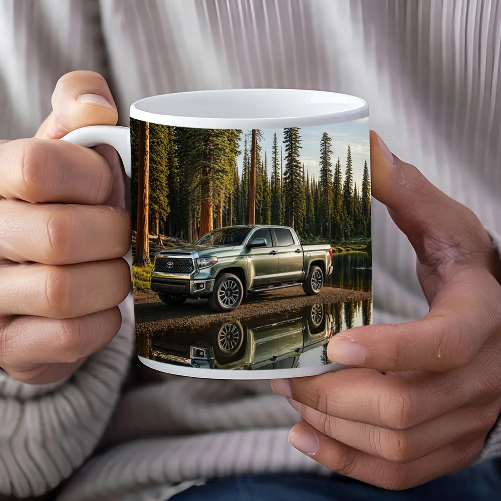 Toyota Tundra Truck Parked By Forest Lake – Mugs