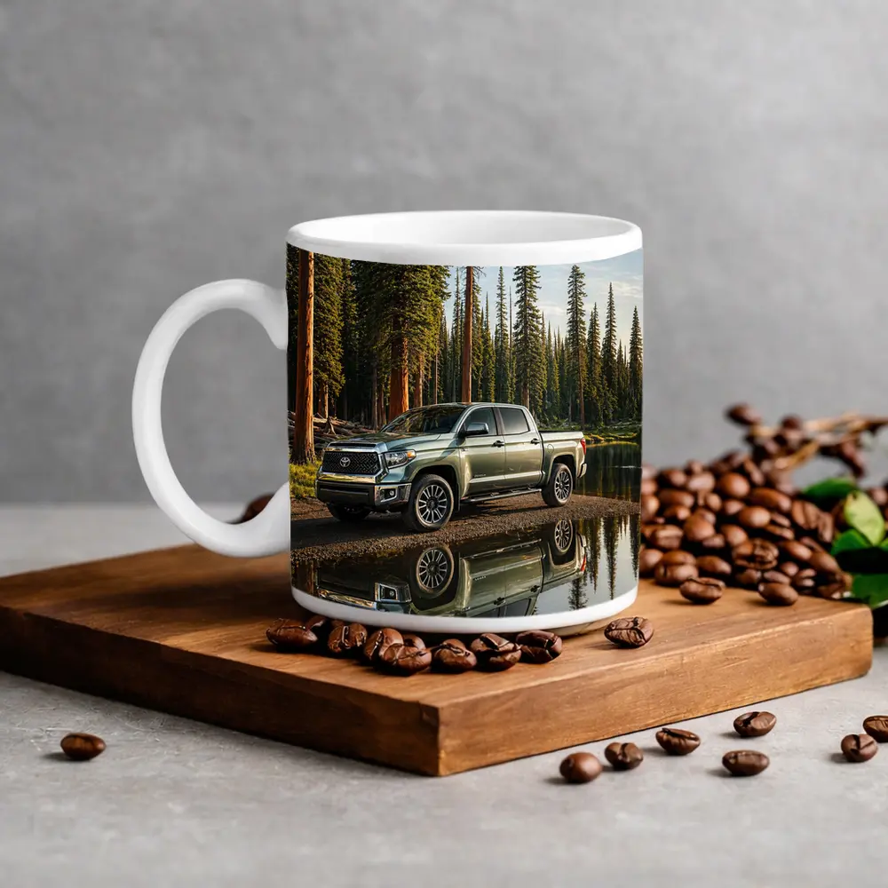 Toyota Tundra Truck Parked By Forest Lake – Mugs