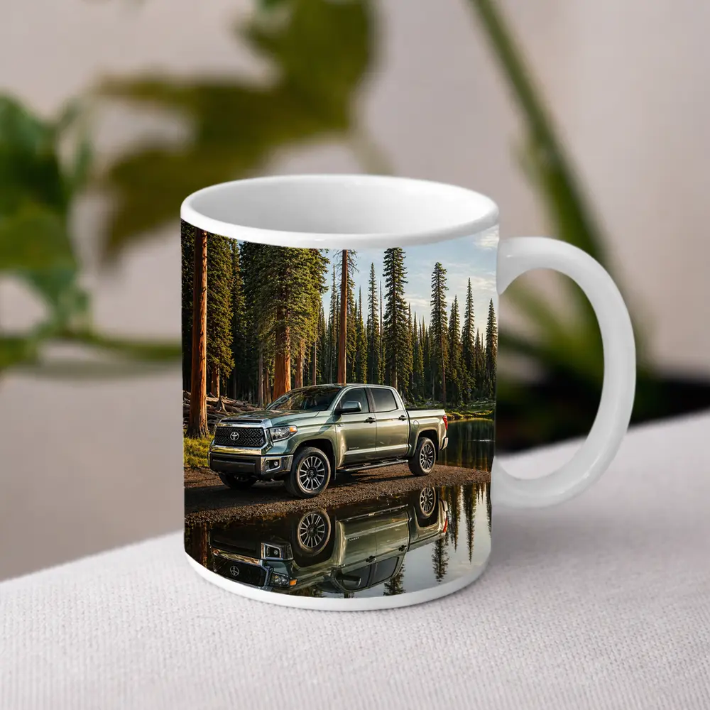 Toyota Tundra Truck Parked By Forest Lake – Mugs