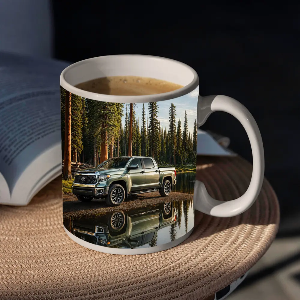 Toyota Tundra Truck Parked By Forest Lake – Mugs