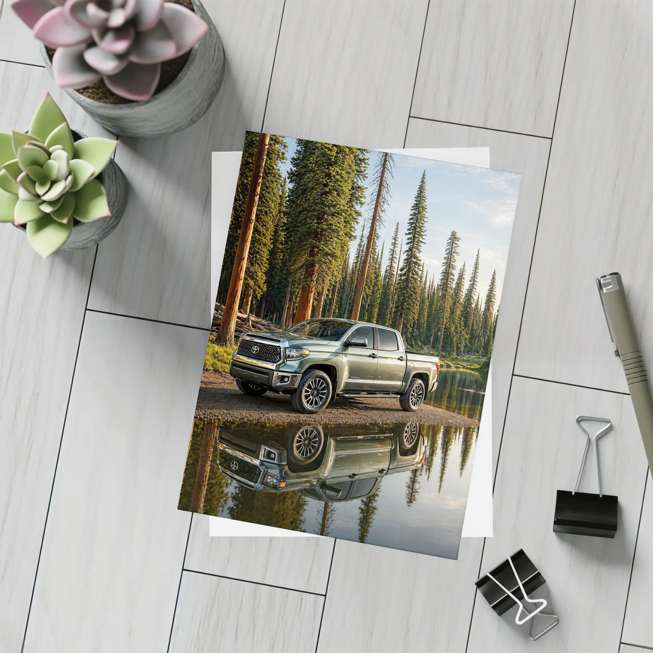 Toyota Tundra Truck Parked By Forest Lake – Postcards