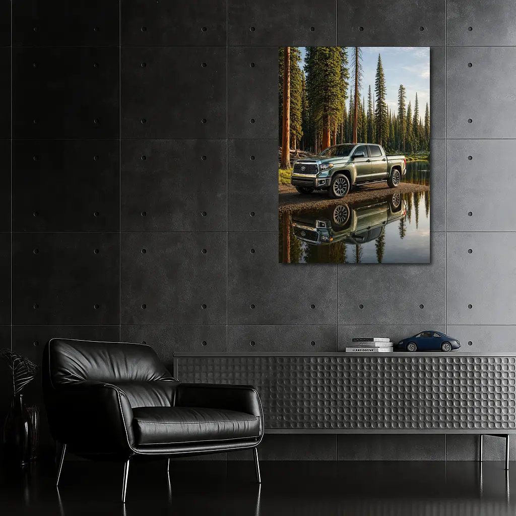 Toyota Tundra Truck Parked By Forest Lake – Wall Art