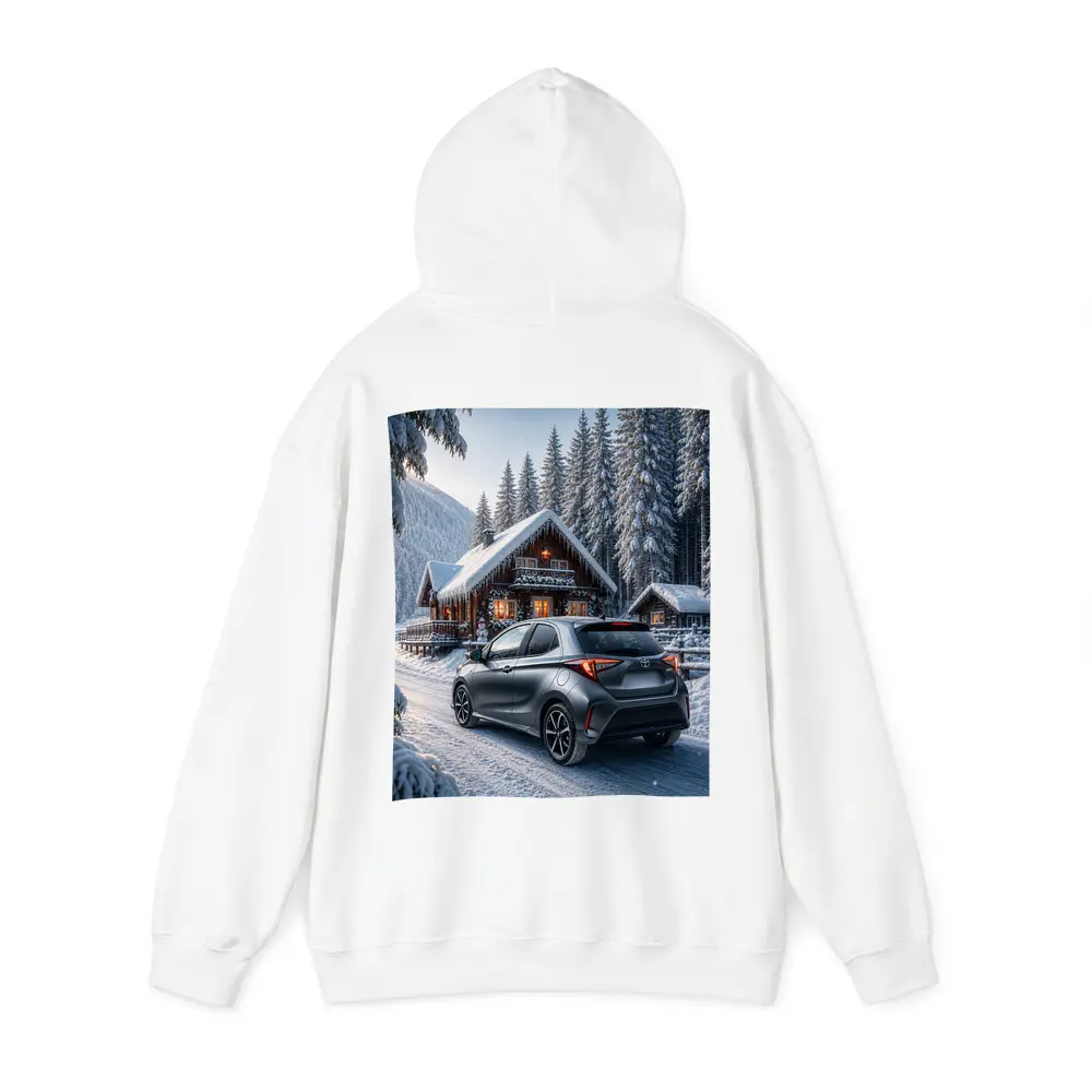 Toyota Yaris Gray Hatchback Snowy Forest Cabin – Hoodies