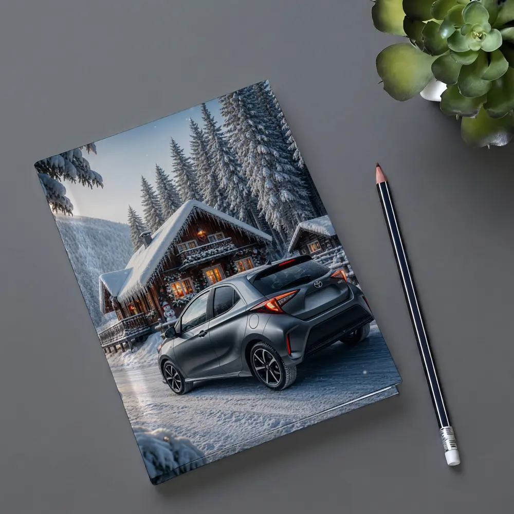 Toyota Yaris Gray Hatchback Snowy Forest Cabin – Notebooks