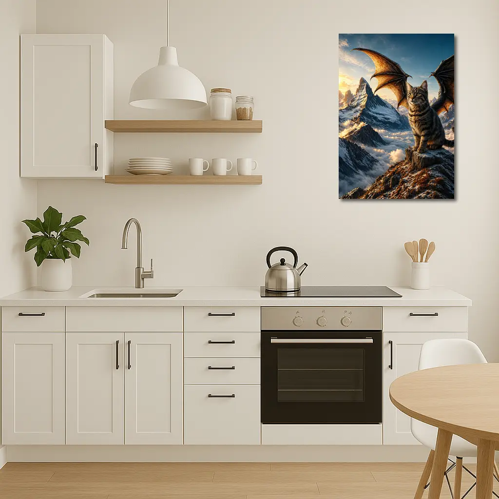 Dragon Wing Cat Above Mountain Peaks – Wall Art