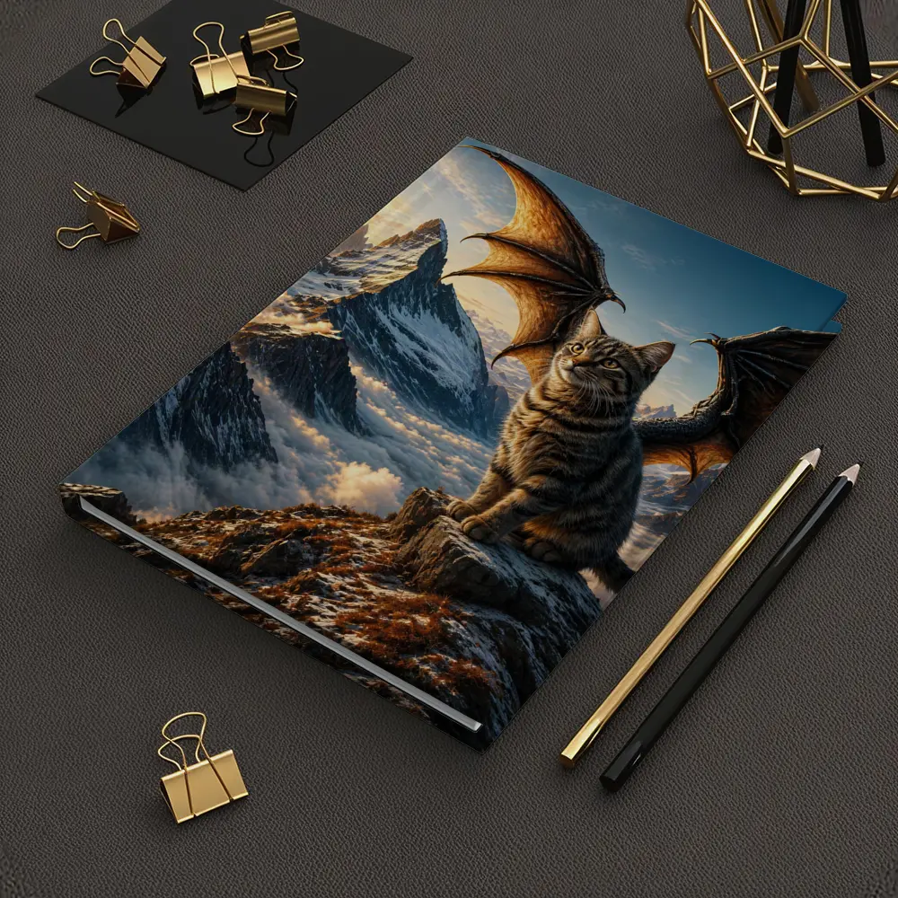 Dragon Wing Cat Above Mountain Peaks – Notebooks