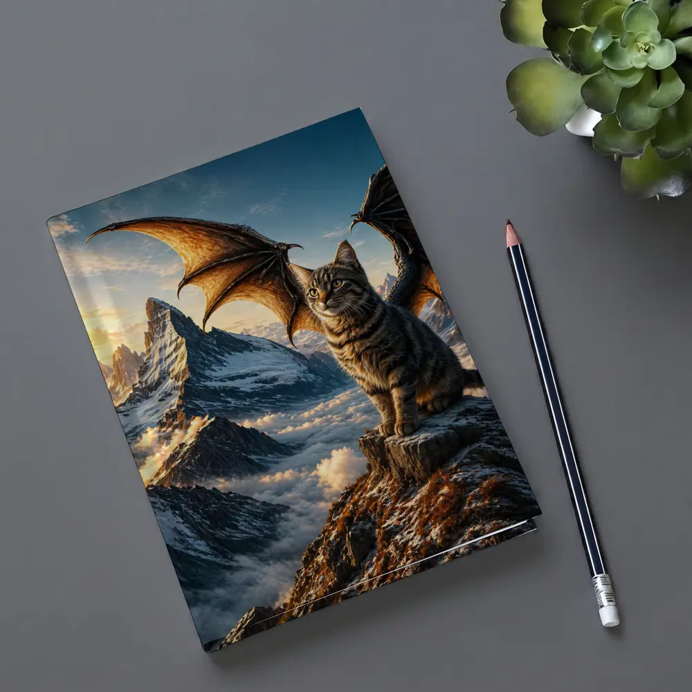 Dragon Wing Cat Above Mountain Peaks – Notebooks