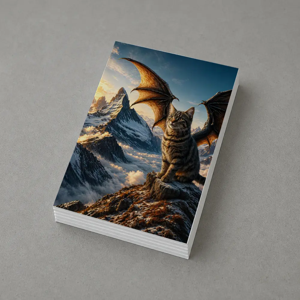 Dragon Wing Cat Above Mountain Peaks – Postcards
