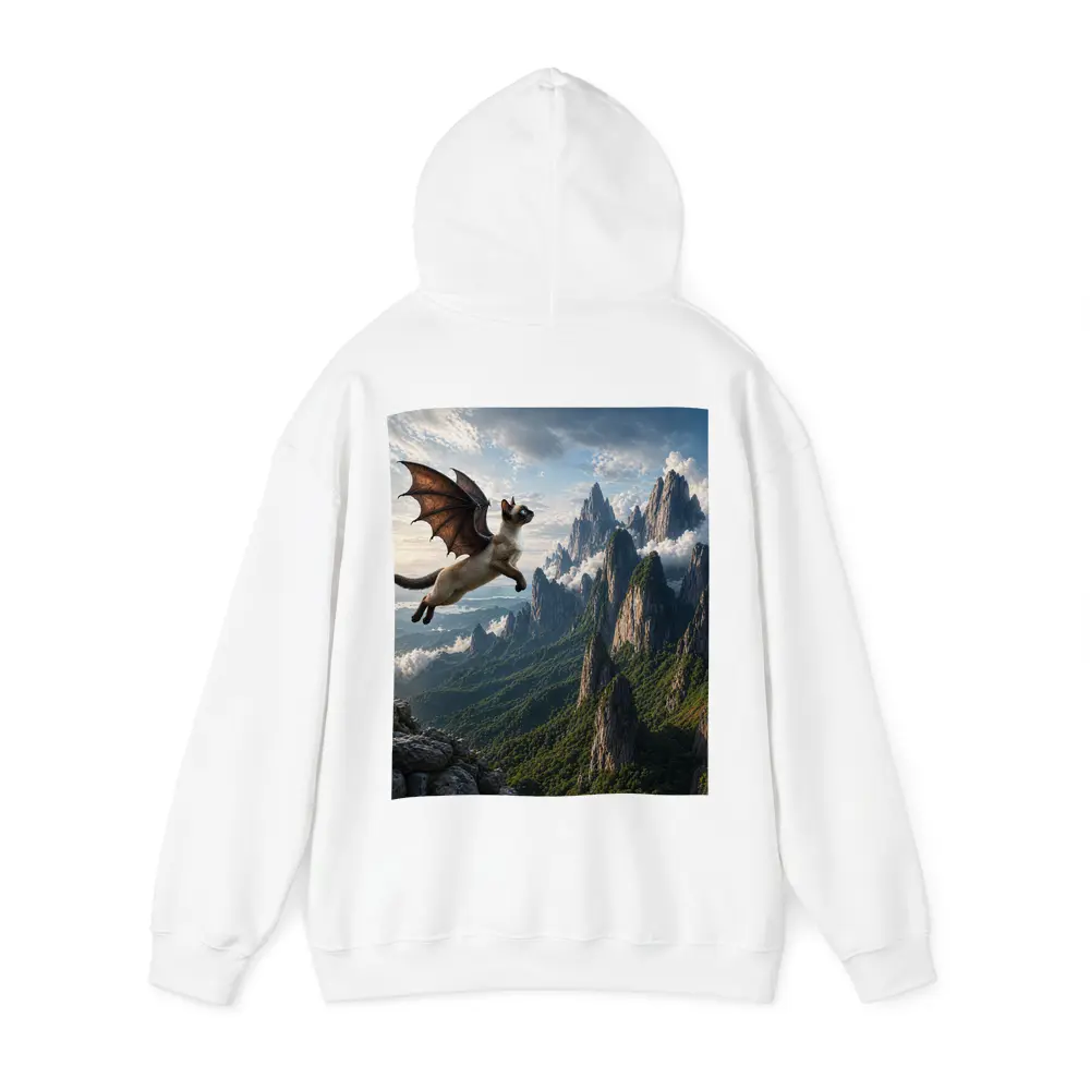 Siamese Cat Dragon Wings Flying Mountain Peaks – Hoodies