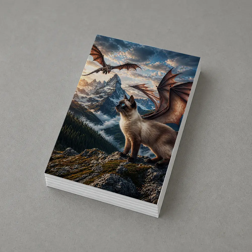 Siamese Cat Dragon Wings Mountain Sunset Fantasy – Postcards