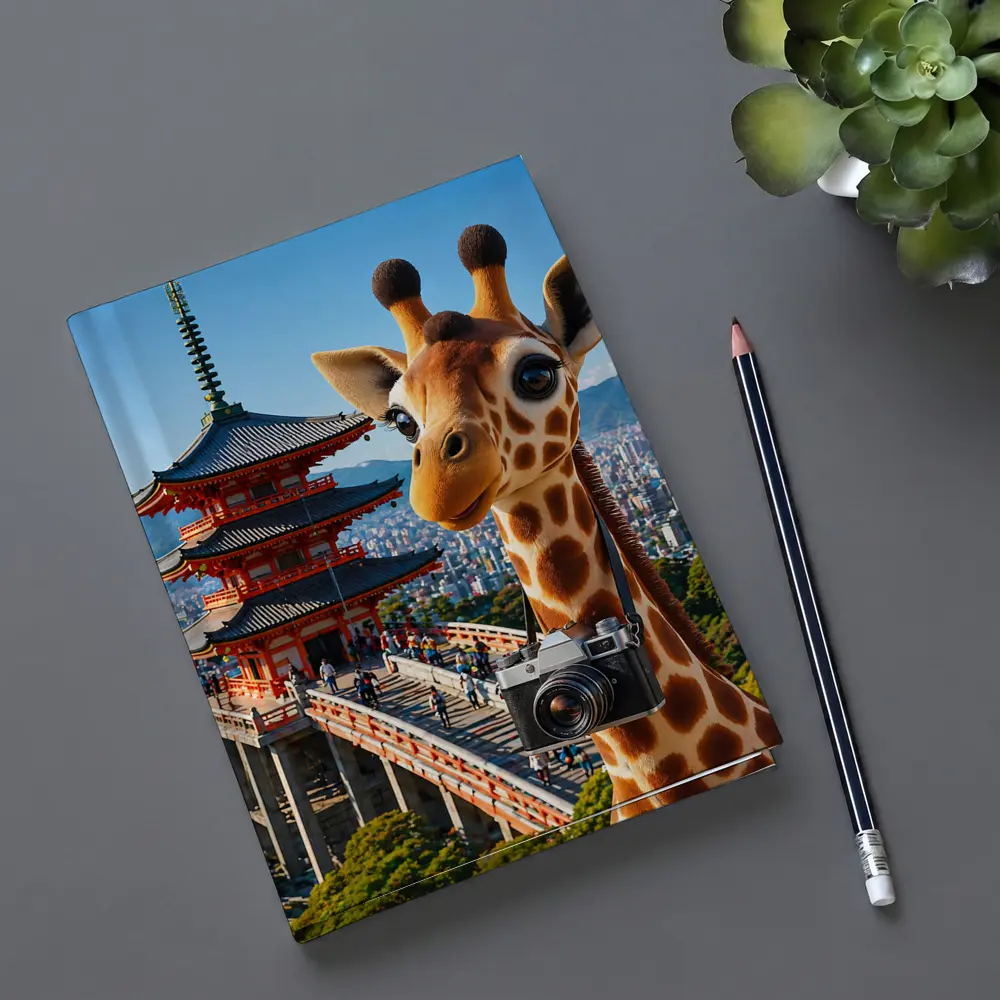 Giraffe Tourist With Camera Kyoto Japan – Notebooks
