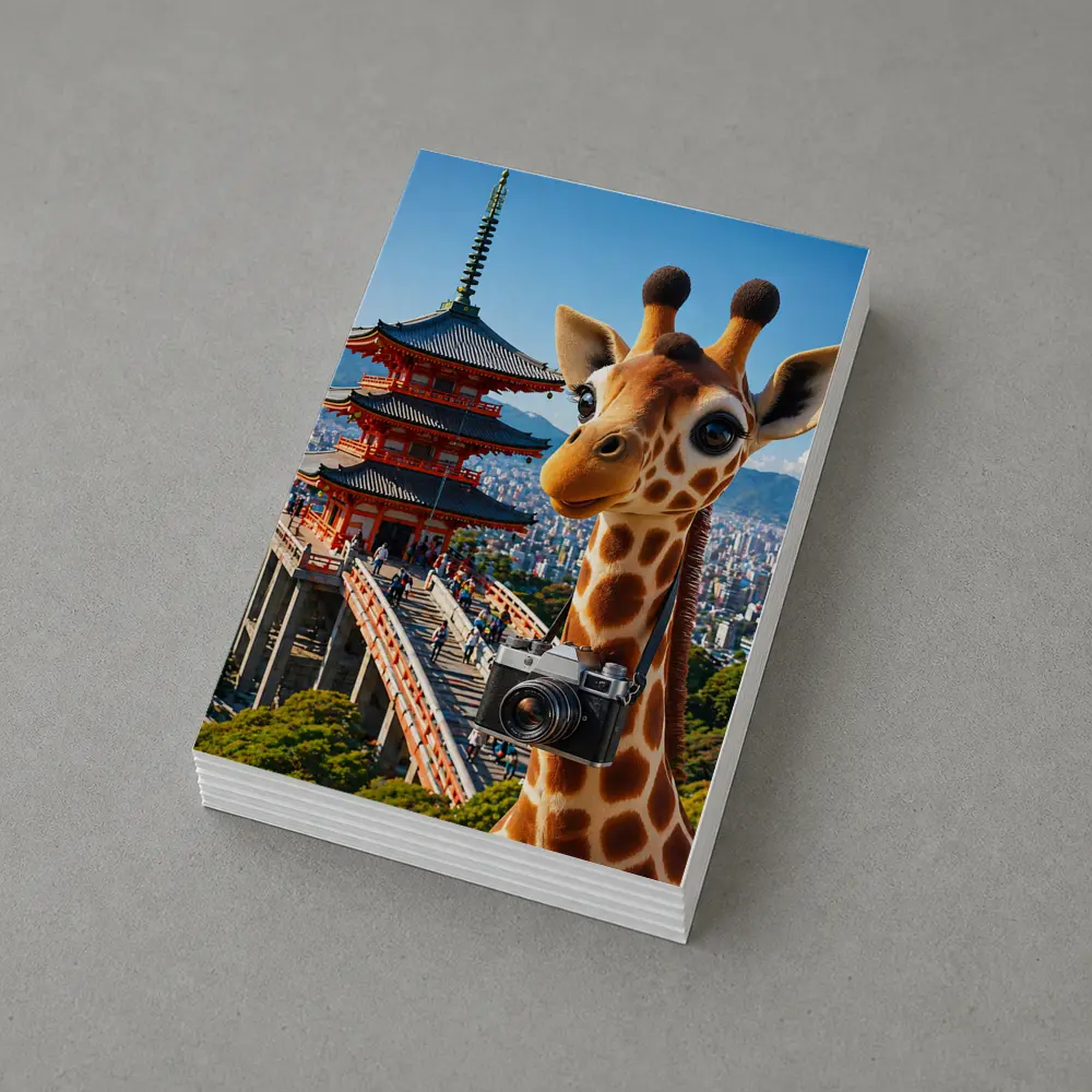 Giraffe Tourist With Camera Kyoto Japan – Postcards