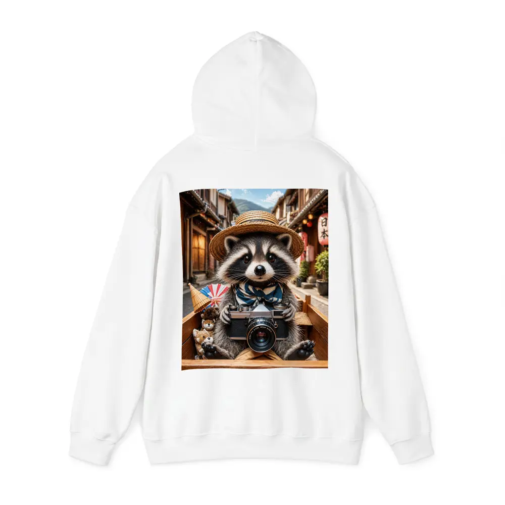 Raccoon Tourist With Camera Japanese Street – Hoodies