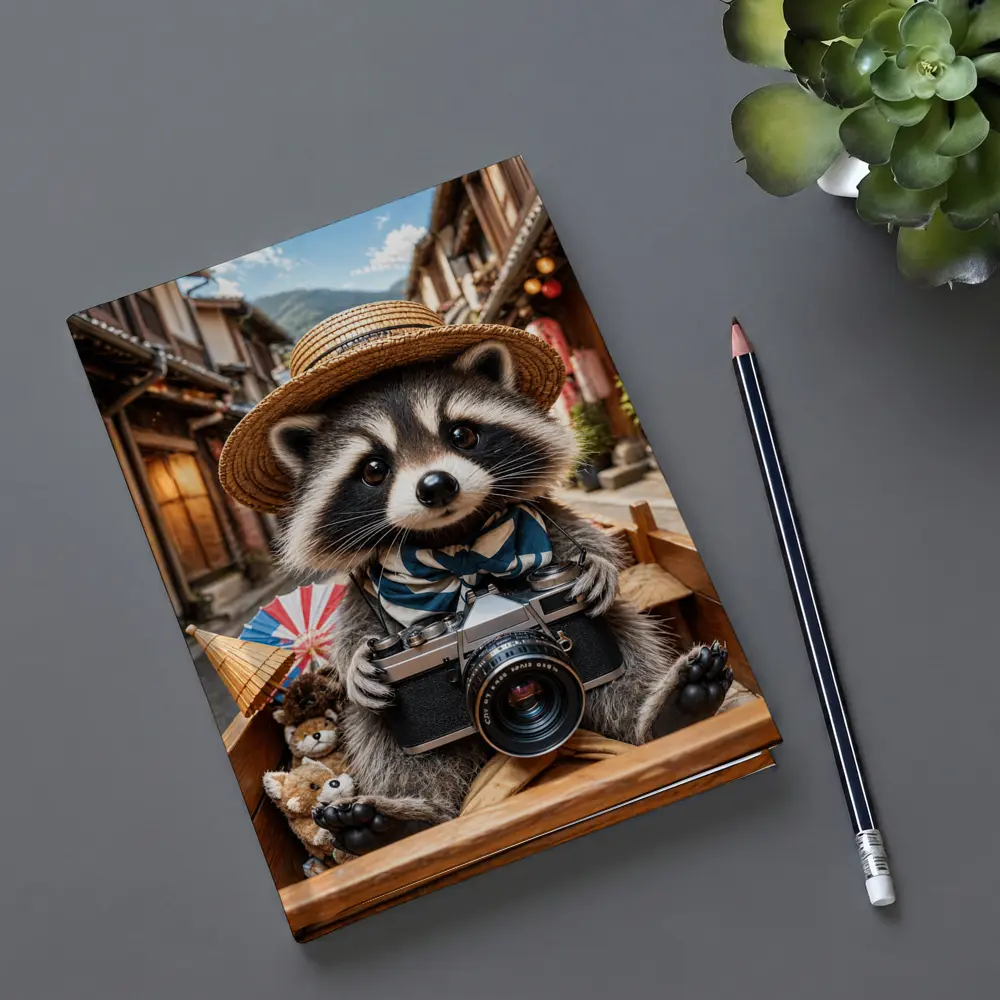 Raccoon Tourist With Camera Japanese Street – Notebooks