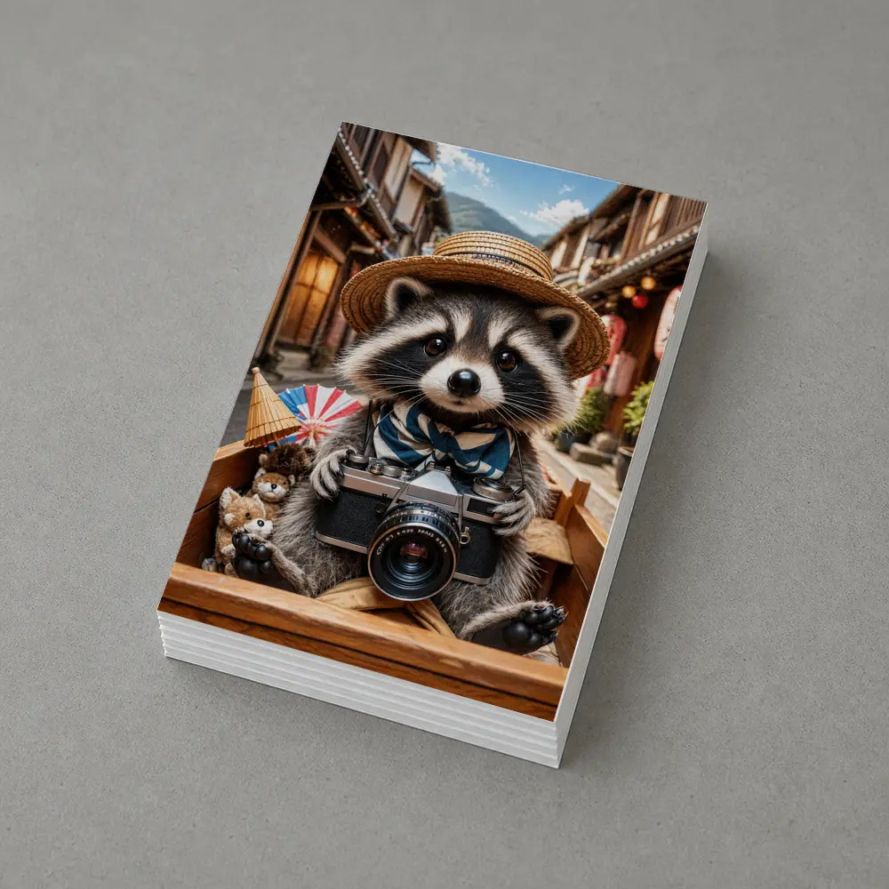 Raccoon Tourist With Camera Japanese Street – Postcards