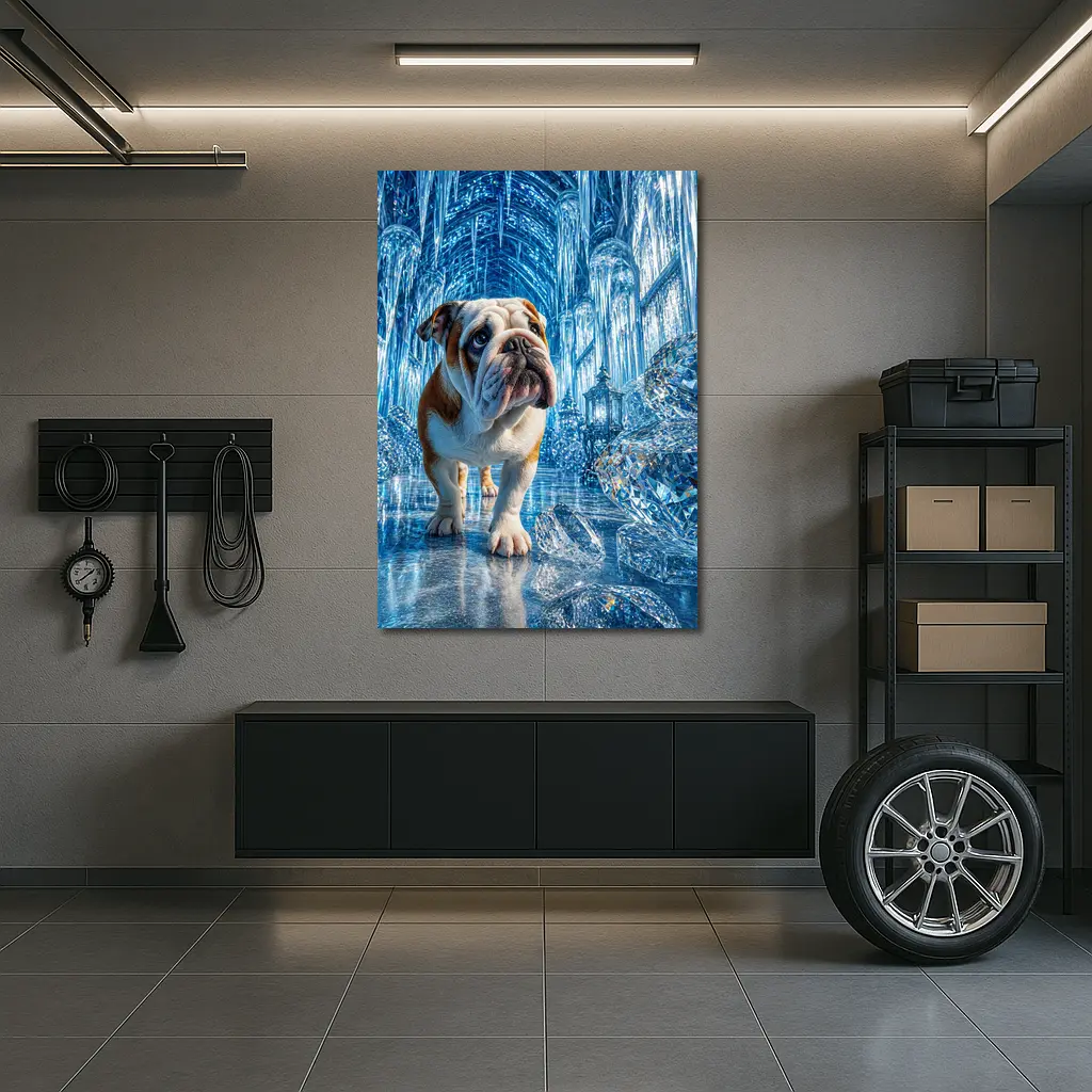 English Bulldog In Crystal Ice Palace – Wall Art