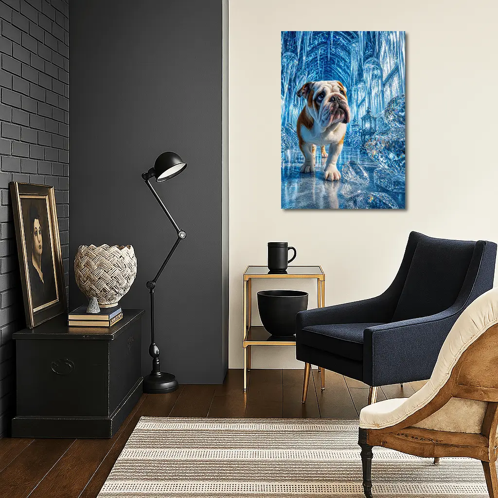 English Bulldog In Crystal Ice Palace – Wall Art