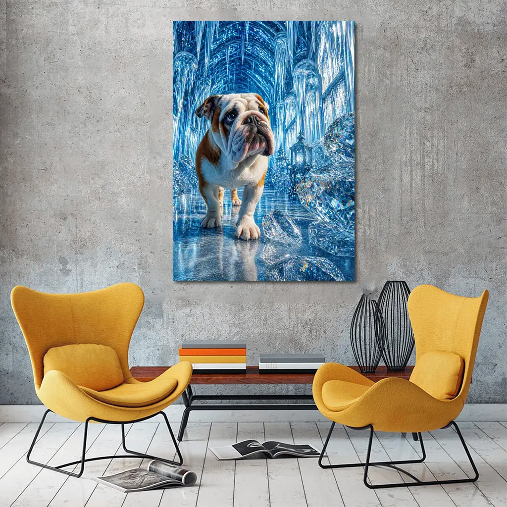 English Bulldog In Crystal Ice Palace – Wall Art