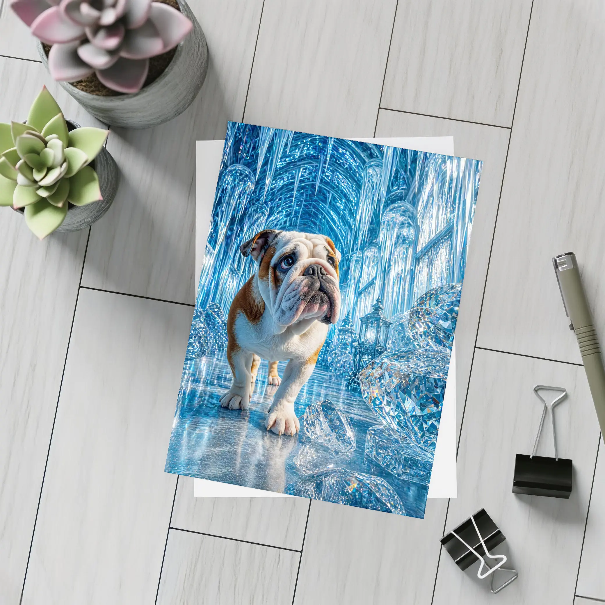 English Bulldog In Crystal Ice Palace – Postcards
