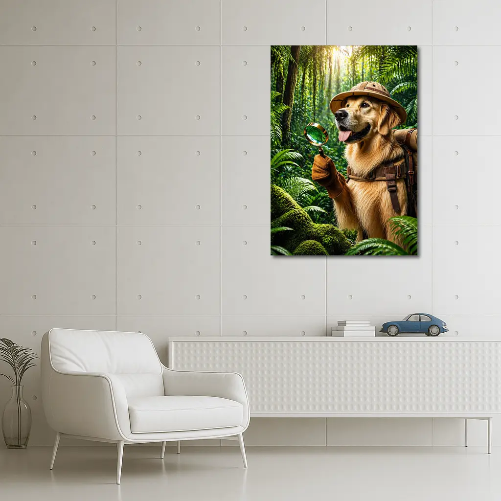 Golden Retriever Explorer Dog in Jungle – Wall Art
