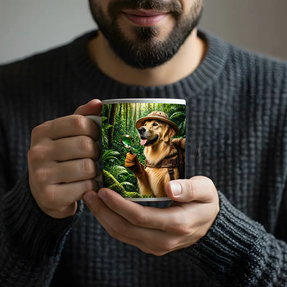 Golden Retriever Explorer Dog in Jungle – Mugs