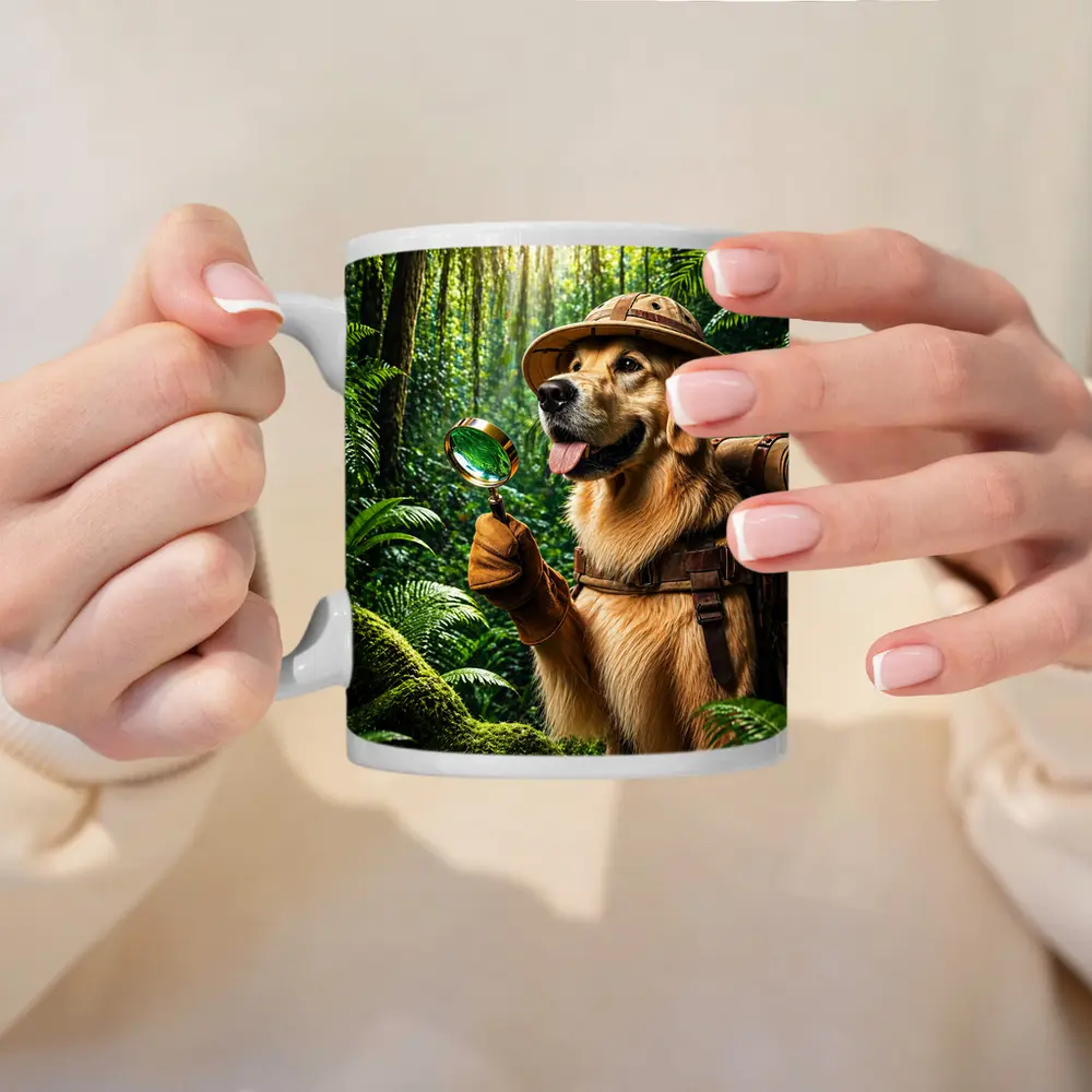 Golden Retriever Explorer Dog in Jungle – Mugs