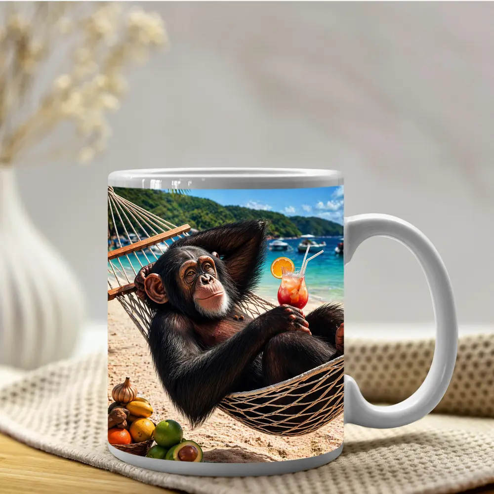 Chimpanzee Relaxing in Hammock Beach Cocktail – Mugs