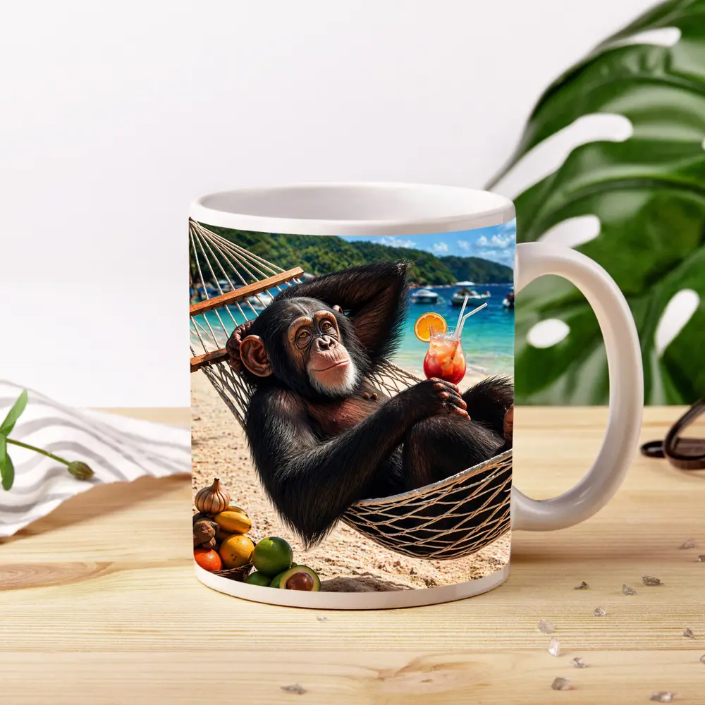 Chimpanzee Relaxing in Hammock Beach Cocktail – Mugs