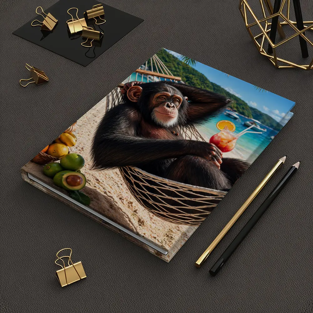 Chimpanzee Relaxing in Hammock Beach Cocktail – Notebooks