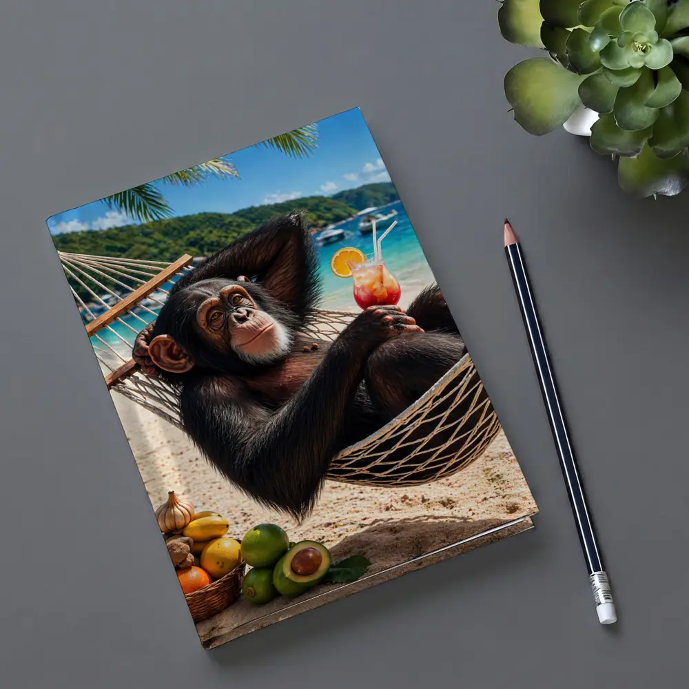 Chimpanzee Relaxing in Hammock Beach Cocktail – Notebooks