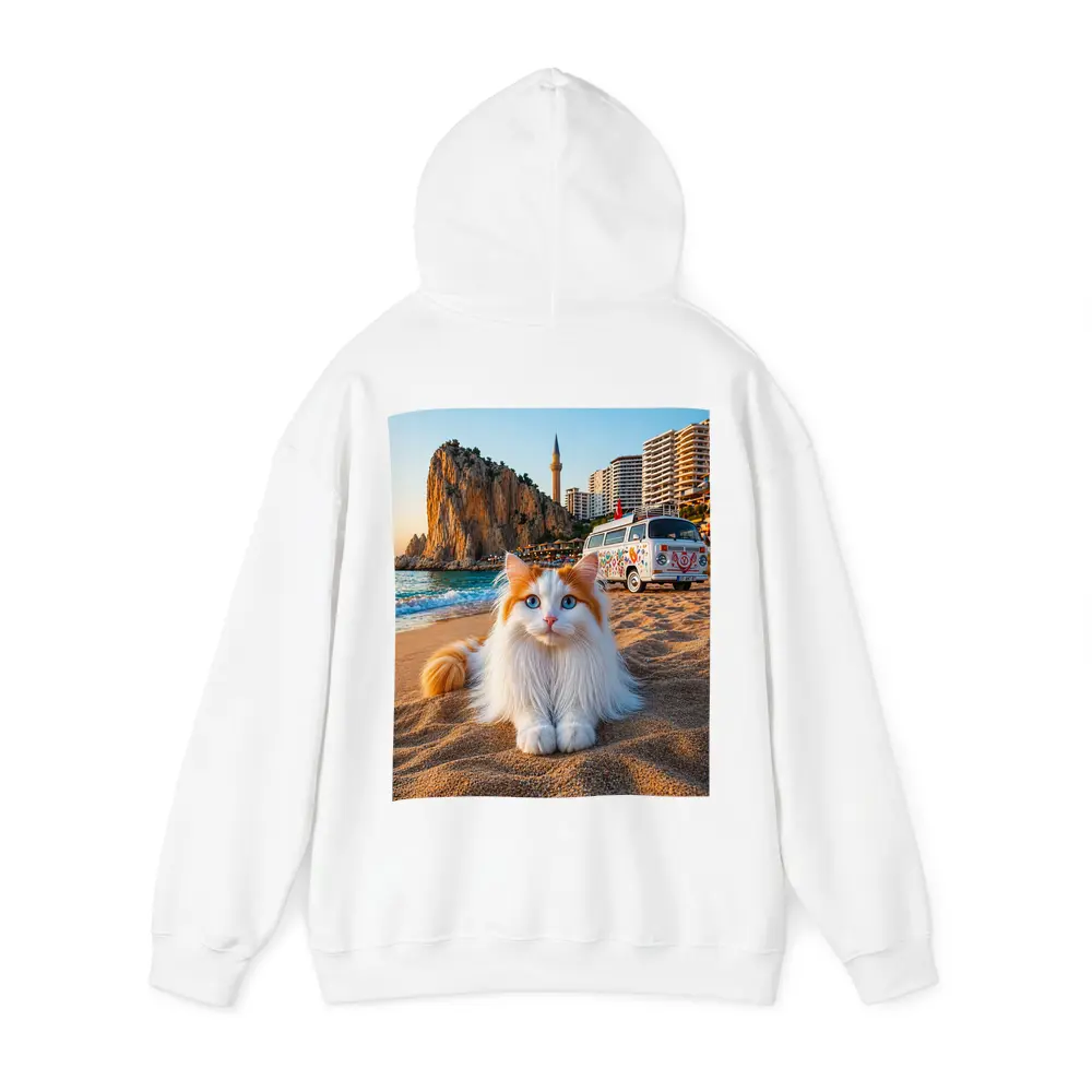 Turkish Van Cat on Sandy Beach Turkey – Hoodies