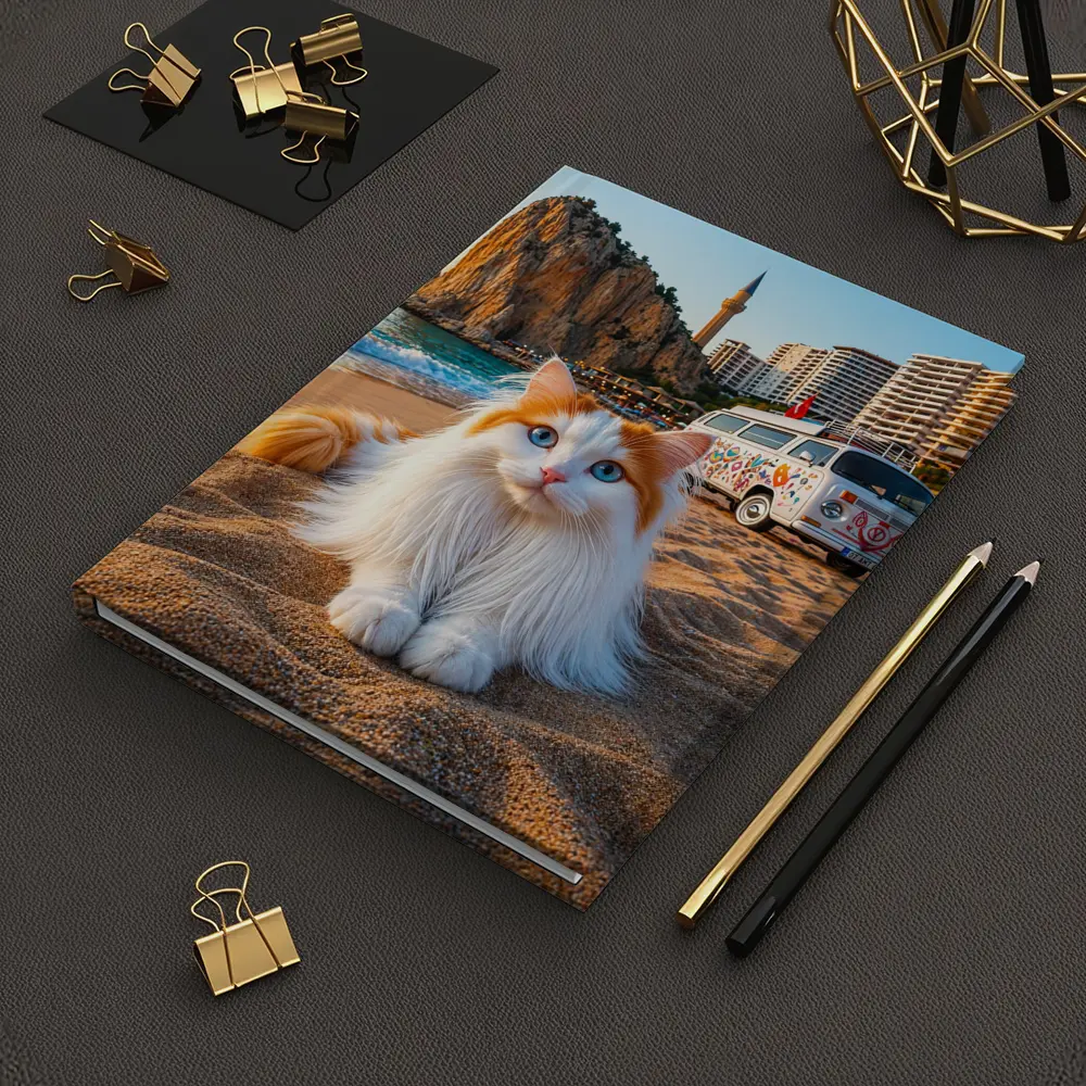 Turkish Van Cat on Sandy Beach Turkey – Notebooks