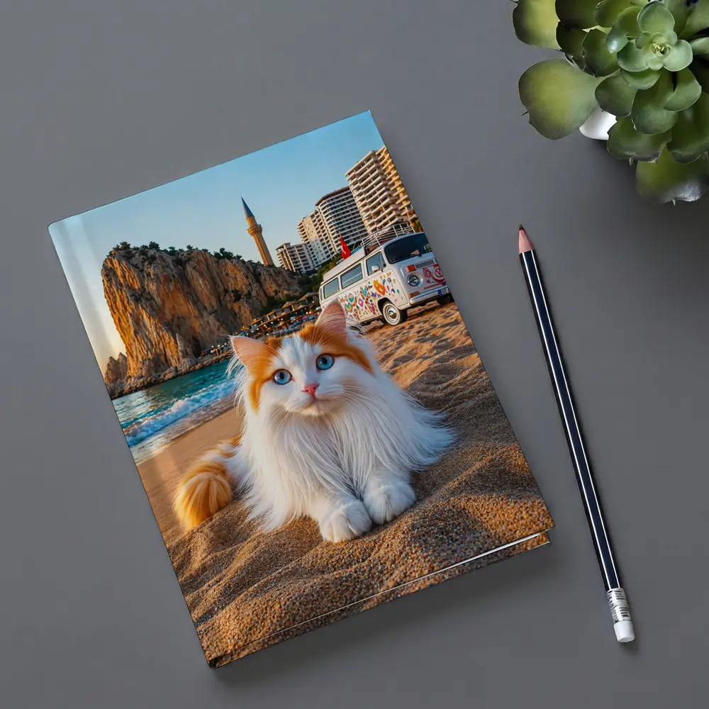 Turkish Van Cat on Sandy Beach Turkey – Notebooks