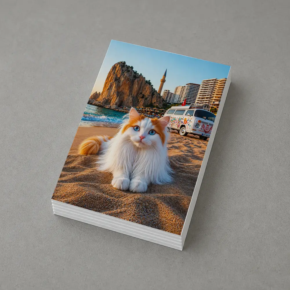 Turkish Van Cat on Sandy Beach Turkey – Postcards