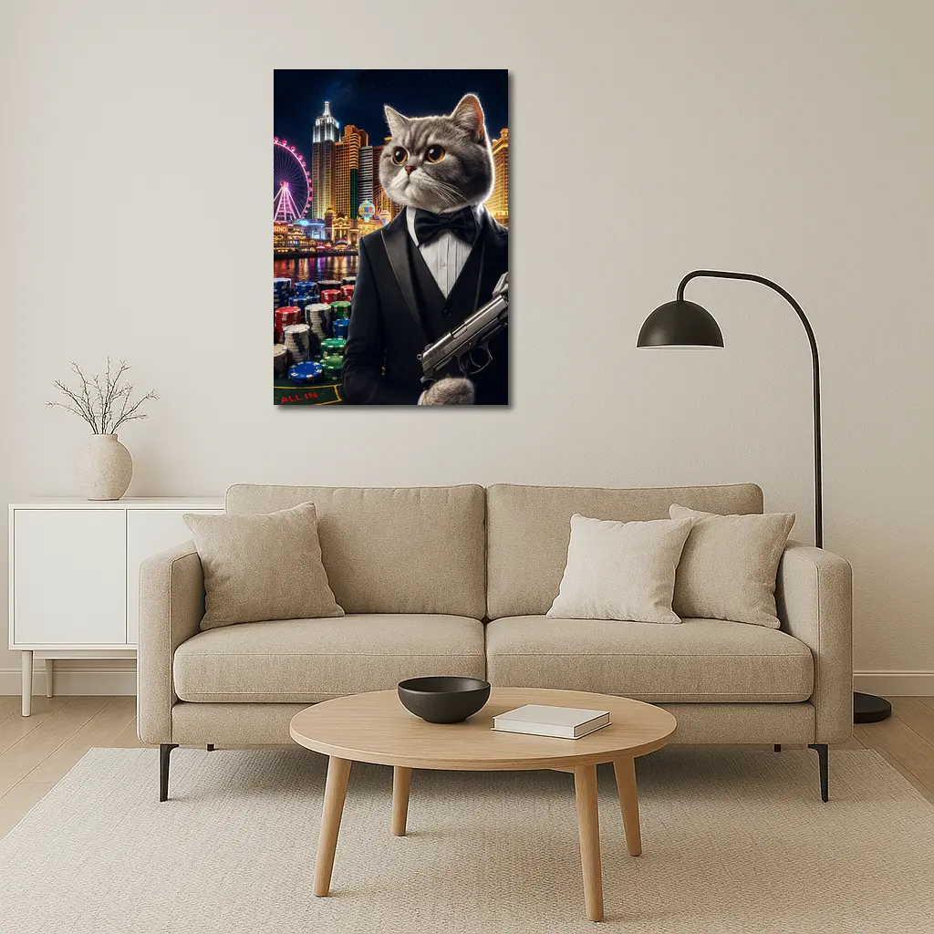 British Shorthair Cat Tuxedo Las Vegas Casino – Wall Art